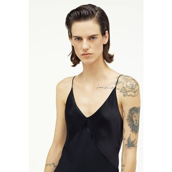 NWT Zara pure silk MULBERRY NARCISO RODRIGUEZ SLIP BLACK DRESS ZARA L - Picture 7 of 13